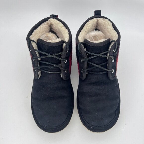 UGG Neumel Men Size 10 Wool Suede Classic Boot Plaid Tartan Red Black 1019683 - Picture 4 of 12